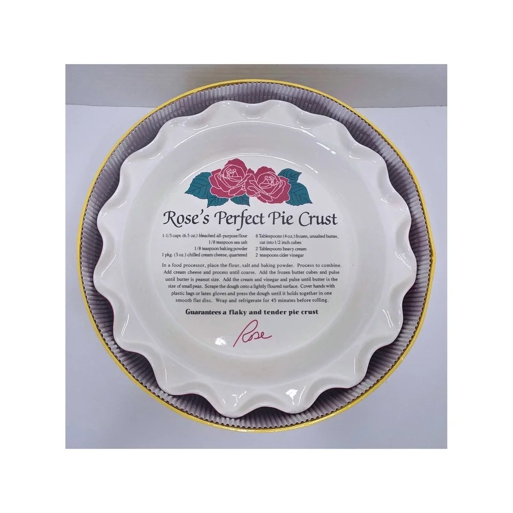 VTG Rose Levy Perfect Pie Plate Ceramic Scalloped Recipe 10